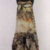 krista larson designs robe low rouched slip en coloris linen eco print chez abby maud de face