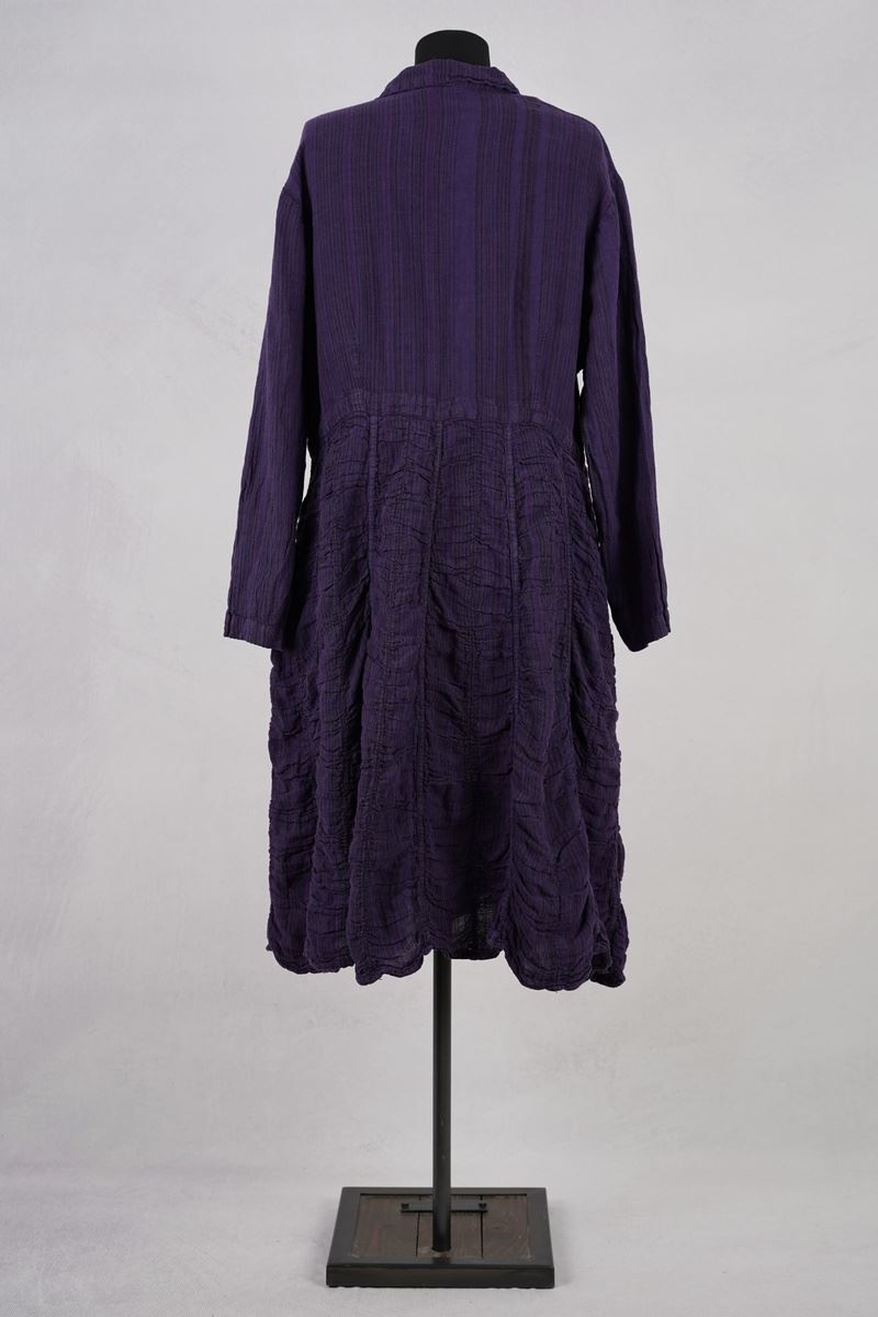 krista larson designs manteau low rouched striped eggplant abby maud dos pied