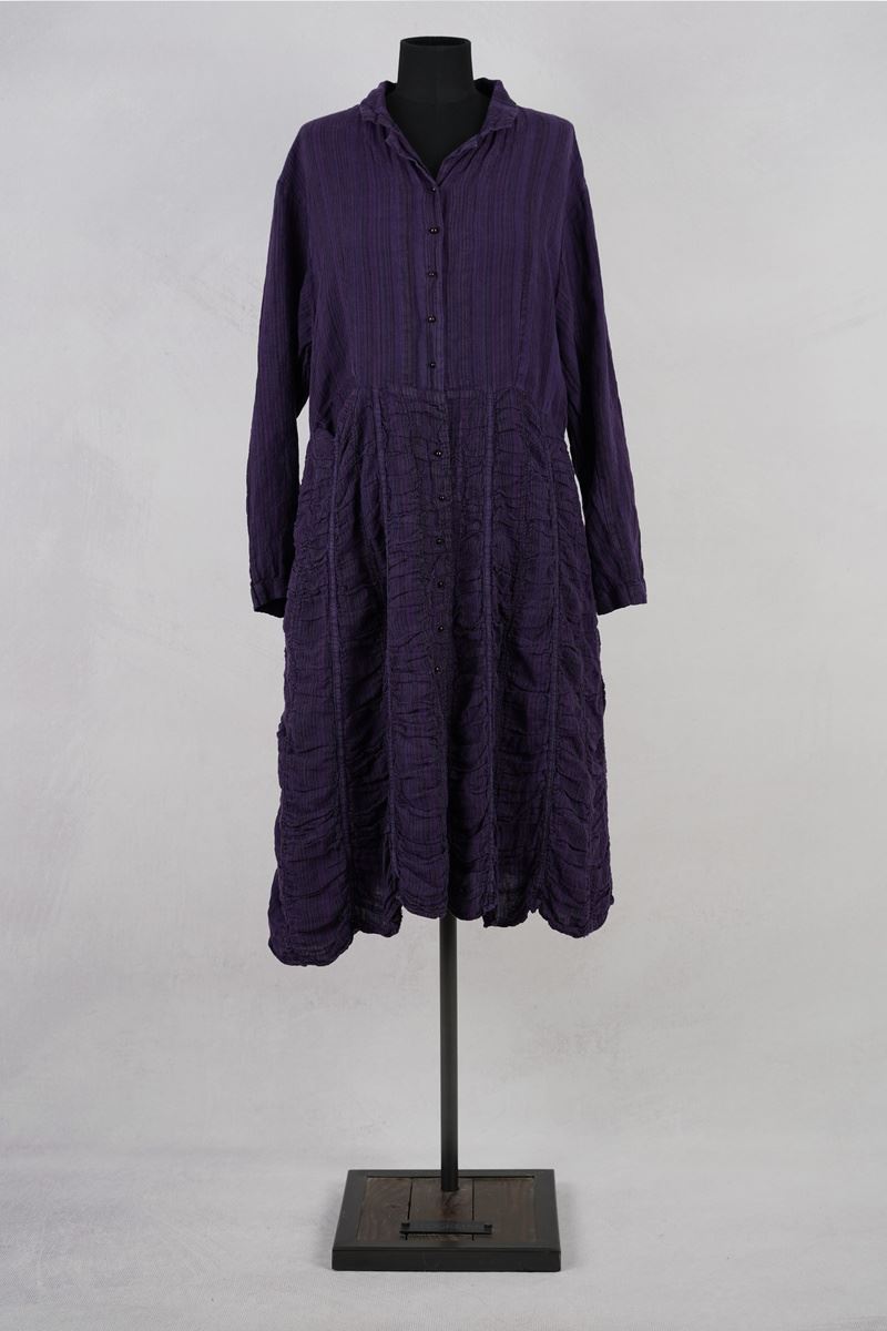 krista larson designs manteau low rouched striped eggplant abby maud face pied