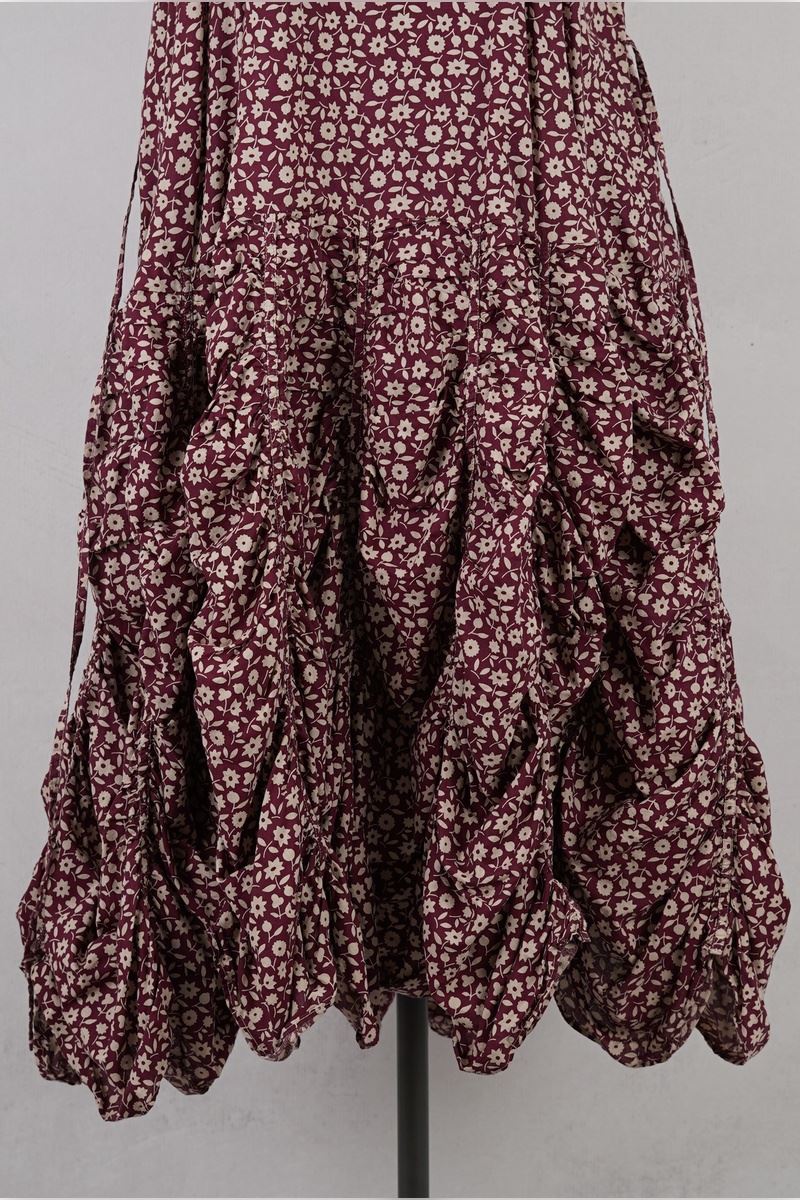 krista larson designs robe low rouched slip merlot floral abby maud face volants
