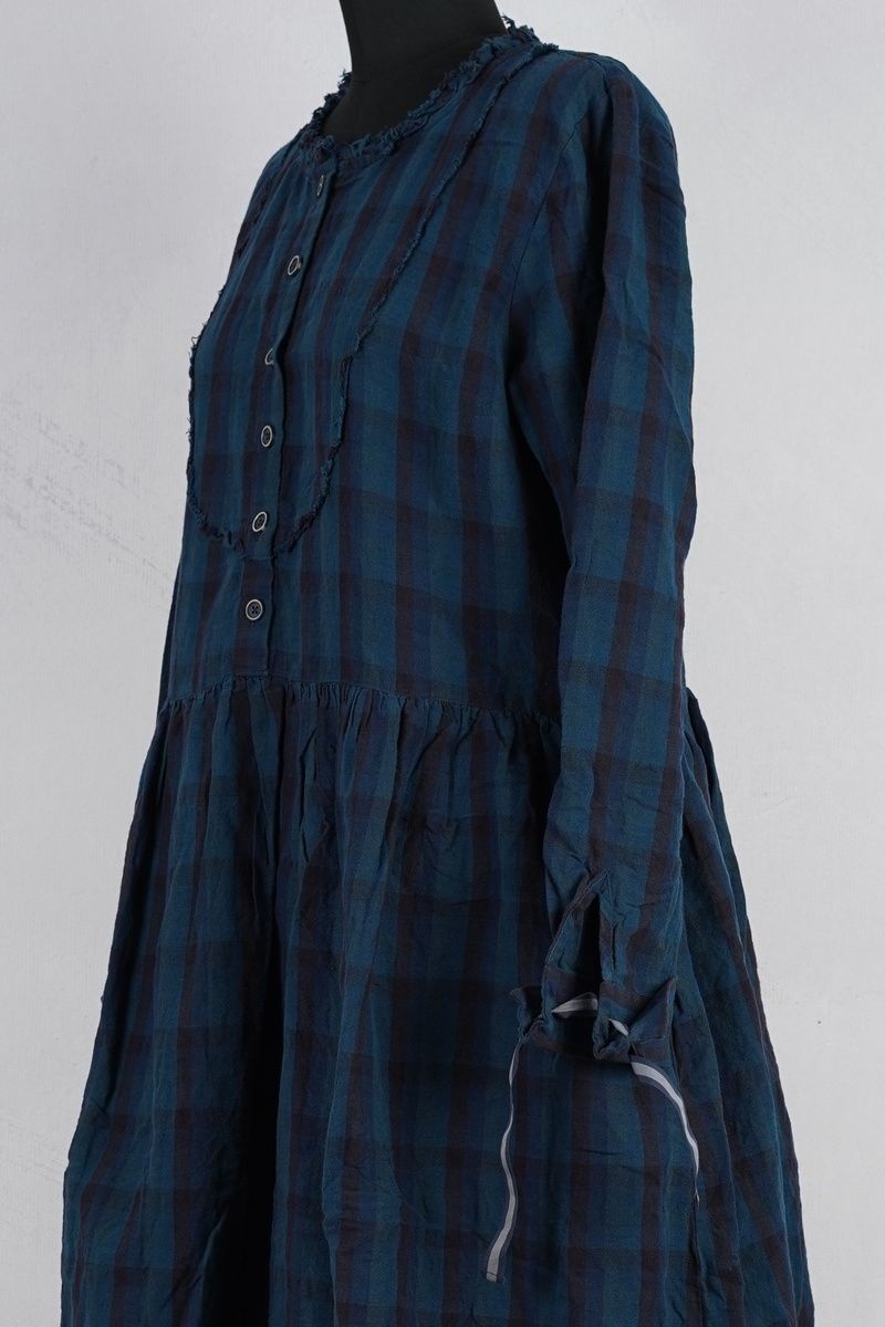 ewa-i-walla-sally-robe-55975-blue-checked-abby-maud-profil-manche ewa i walla sally robe 55975 blue checked abby maud profil manche